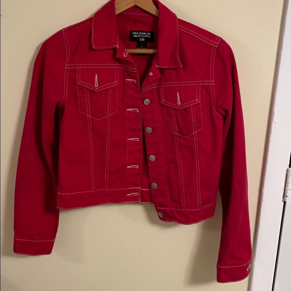 RALPH LAUREN red jean jacket size small